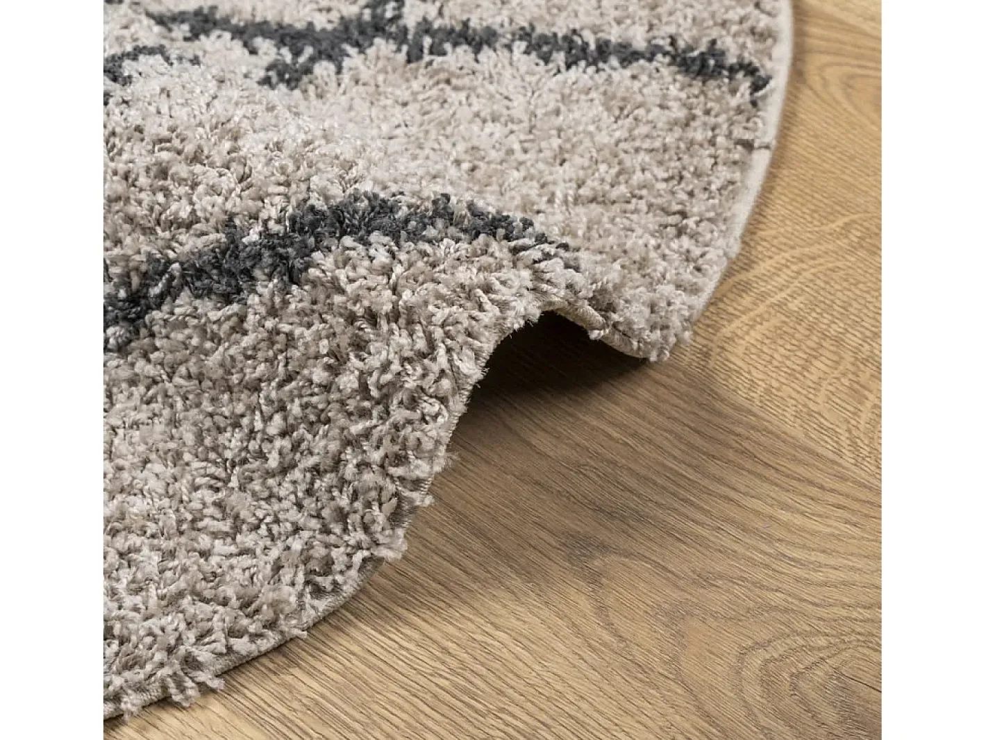 Alfombra moderna de pelo largo en beige y antracita, Ø 100 cm Multicolor Discount