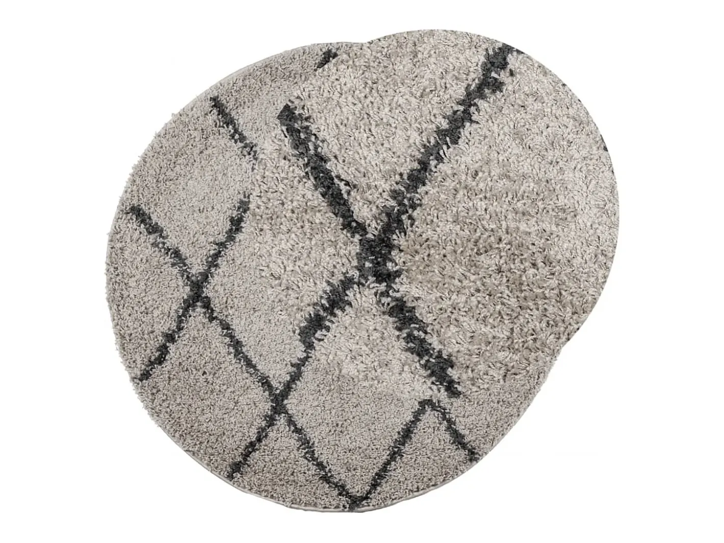 Alfombra moderna de pelo largo en beige y antracita, Ø 100 cm Multicolor Discount