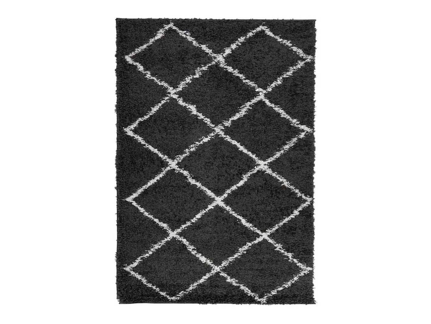 Sale Alfombra moderna de pelo largo en color y crema de 140 x 200 cm Negro