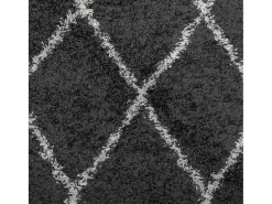 Sale Alfombra moderna de pelo largo en color y crema de 140 x 200 cm Negro