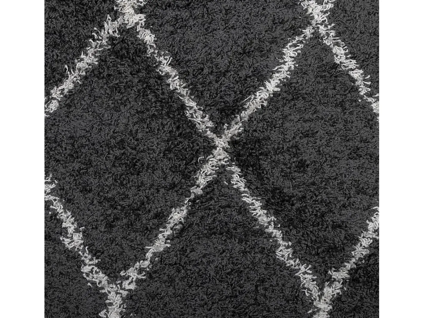 Sale Alfombra moderna de pelo largo en color y crema de 140 x 200 cm Negro