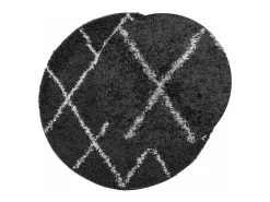 Alfombra De Cocina|Alfombra Redonda-Alfombra moderna de pelo largo en color negro y crema, Ø 80 cm Multicolor