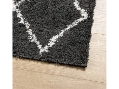 Alfombra moderna de pelo largo en color negro y crema de 200 x 280 cm Multicolor Outlet
