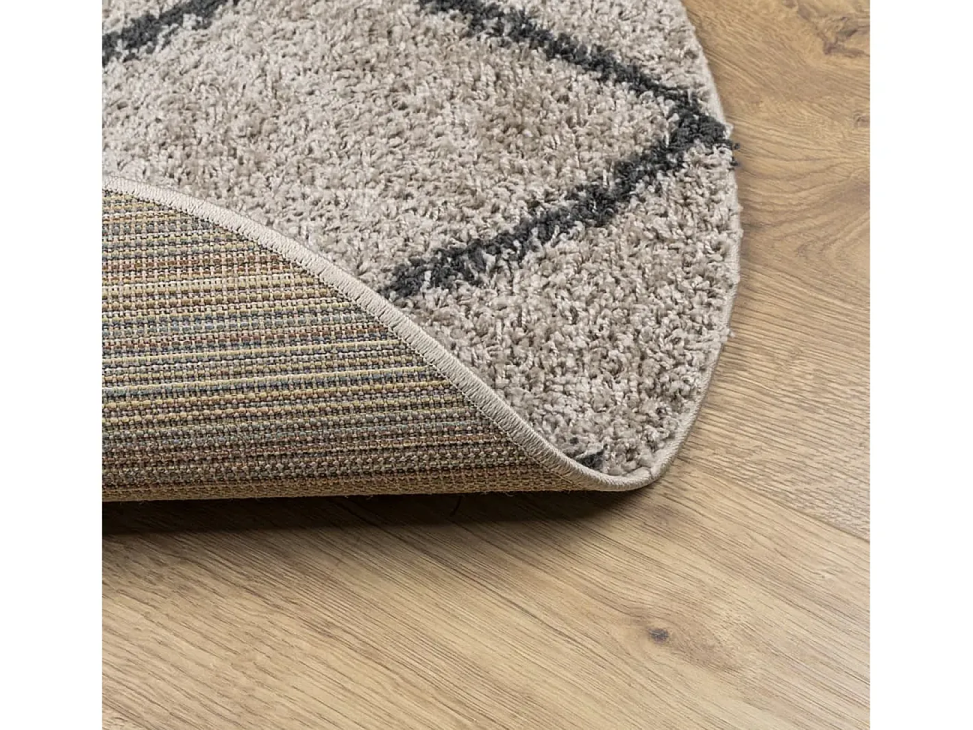 Best Alfombra moderna de pelo largo en beige y antracita Ø 120 cm Multicolor