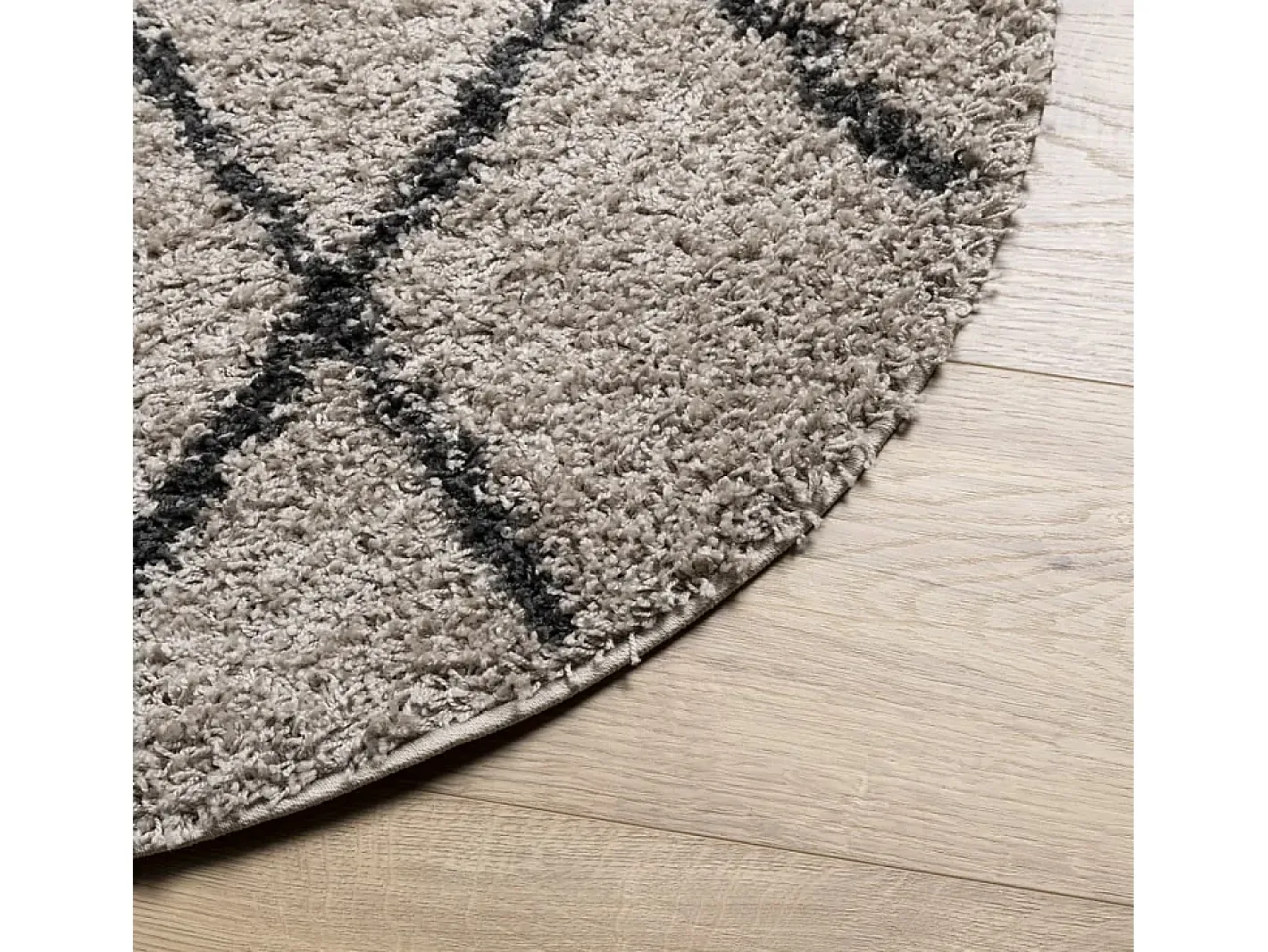 Best Alfombra moderna de pelo largo en beige y antracita Ø 120 cm Multicolor