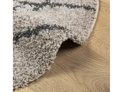 Best Alfombra moderna de pelo largo en beige y antracita Ø 120 cm Multicolor