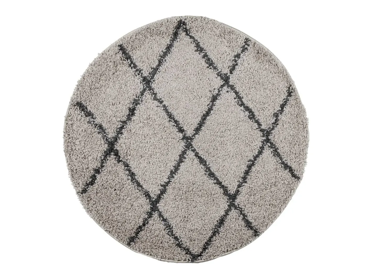 Best Alfombra moderna de pelo largo en beige y antracita Ø 120 cm Multicolor