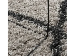 Best Alfombra moderna de pelo largo en beige y antracita Ø 120 cm Multicolor