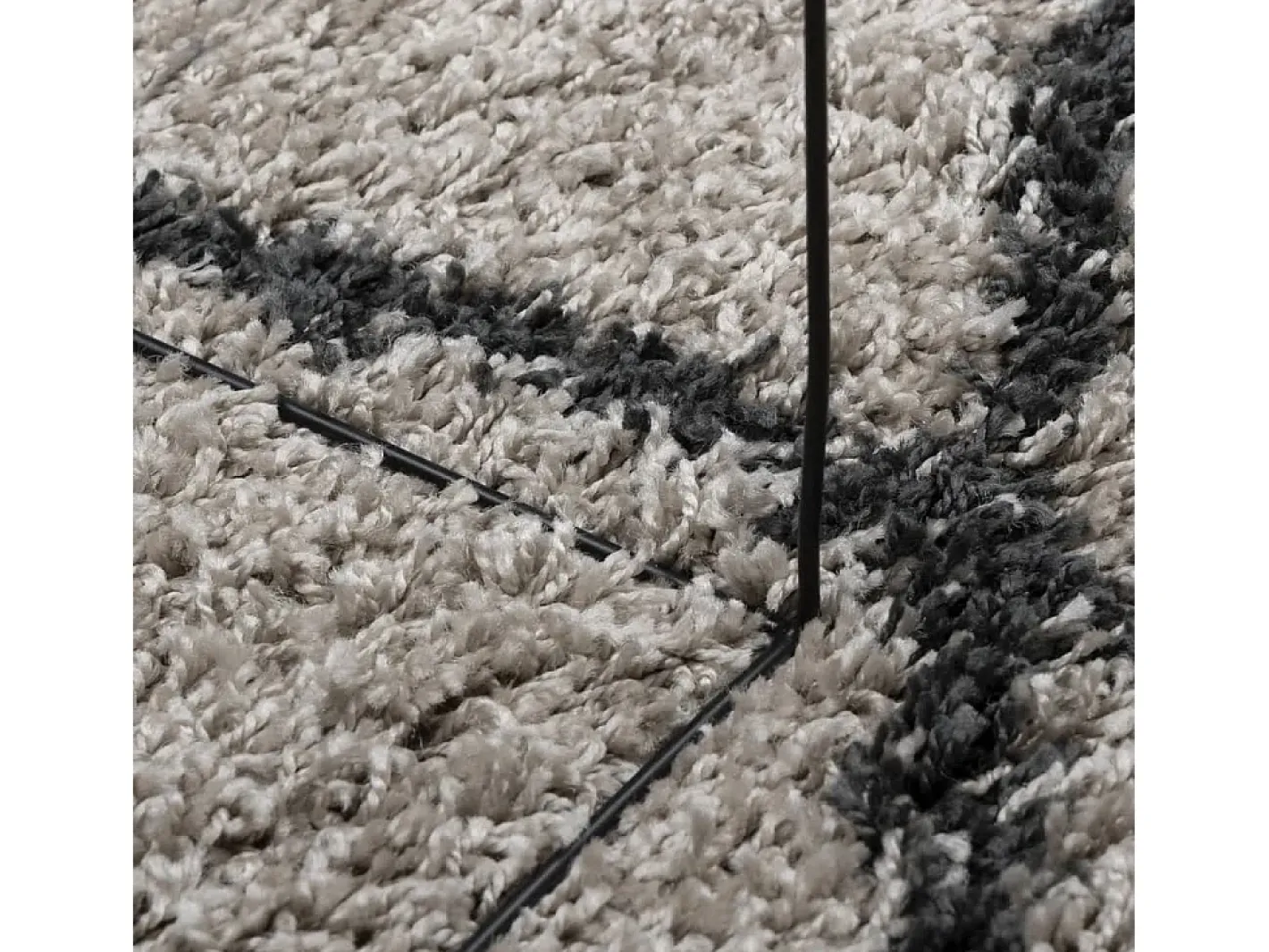 Best Alfombra moderna de pelo largo en beige y antracita Ø 120 cm Multicolor