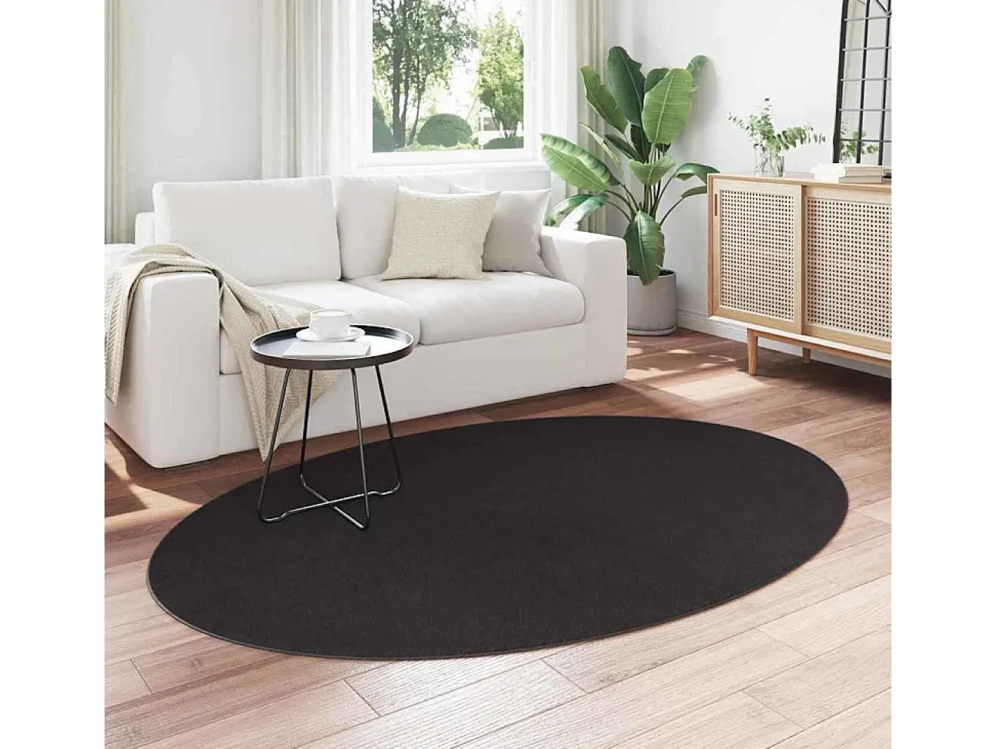 Alfombra Negra 140 x 200 cm Poliéster Negro Outlet