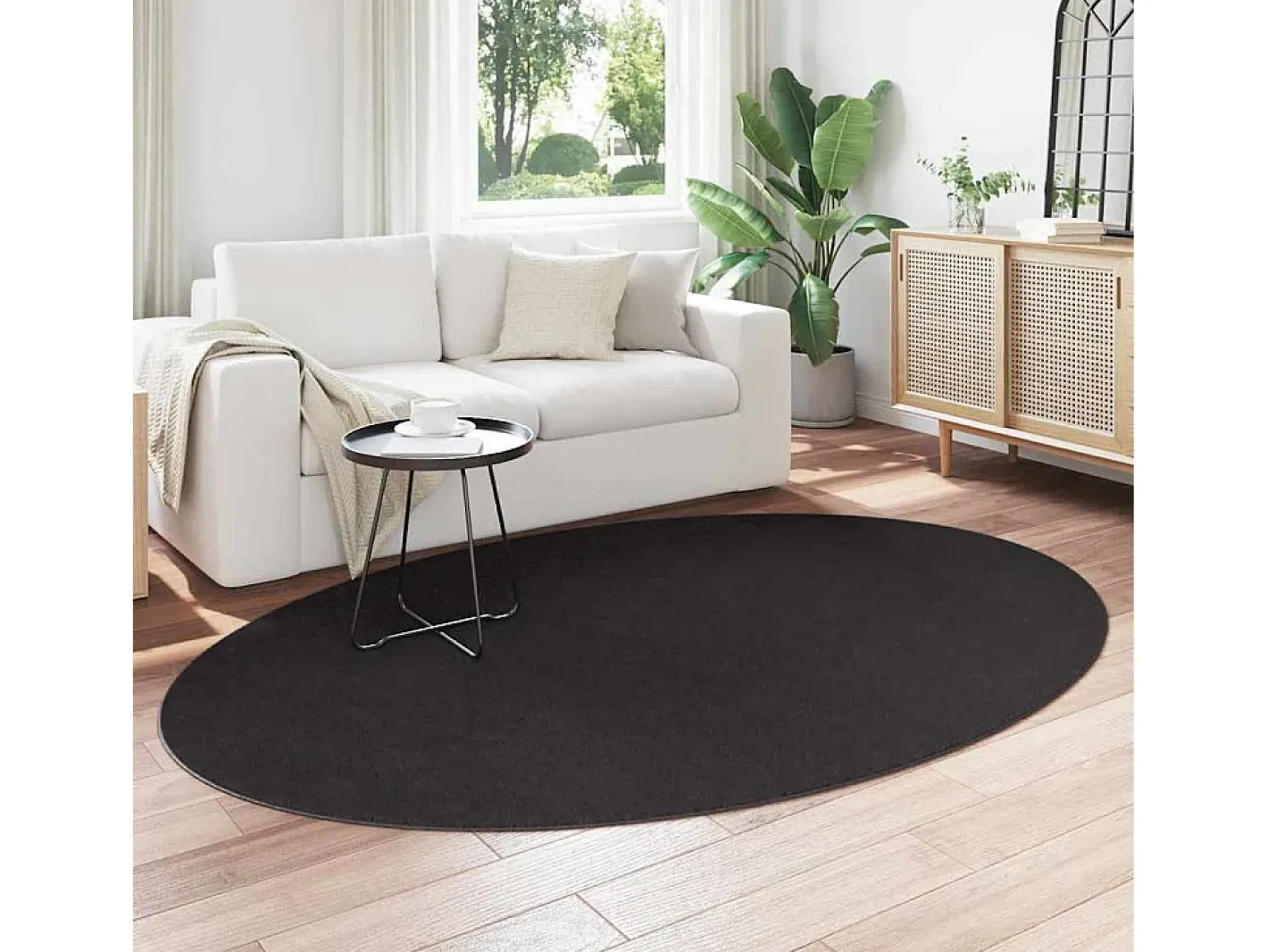 Alfombra negra 160 x 230 cm Poliéster Negro Clearance