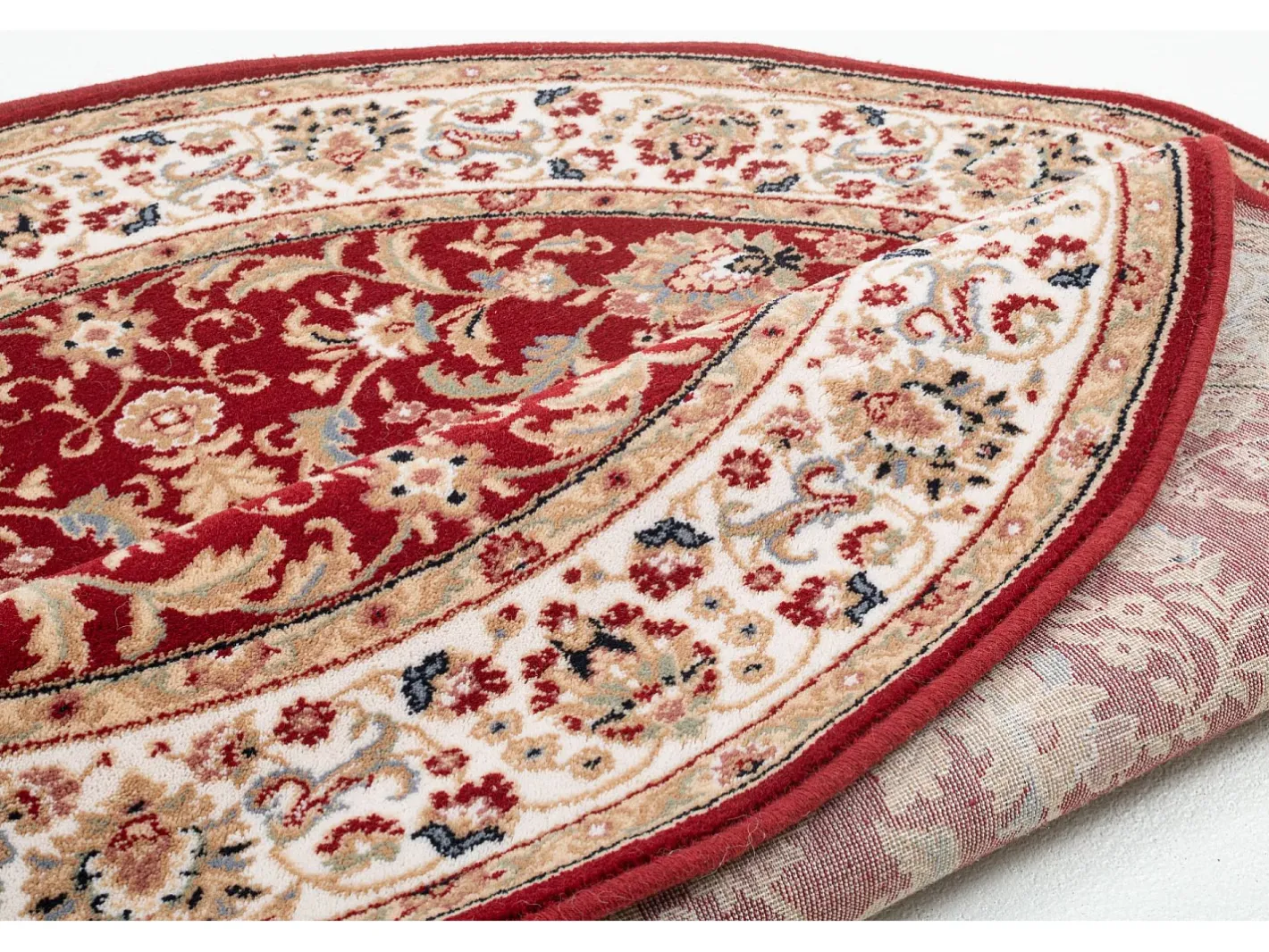Alfombra De Salón|Alfombra Redonda-Alfombra oriental tejida con ribete 133x133 cm Dolna Rojo