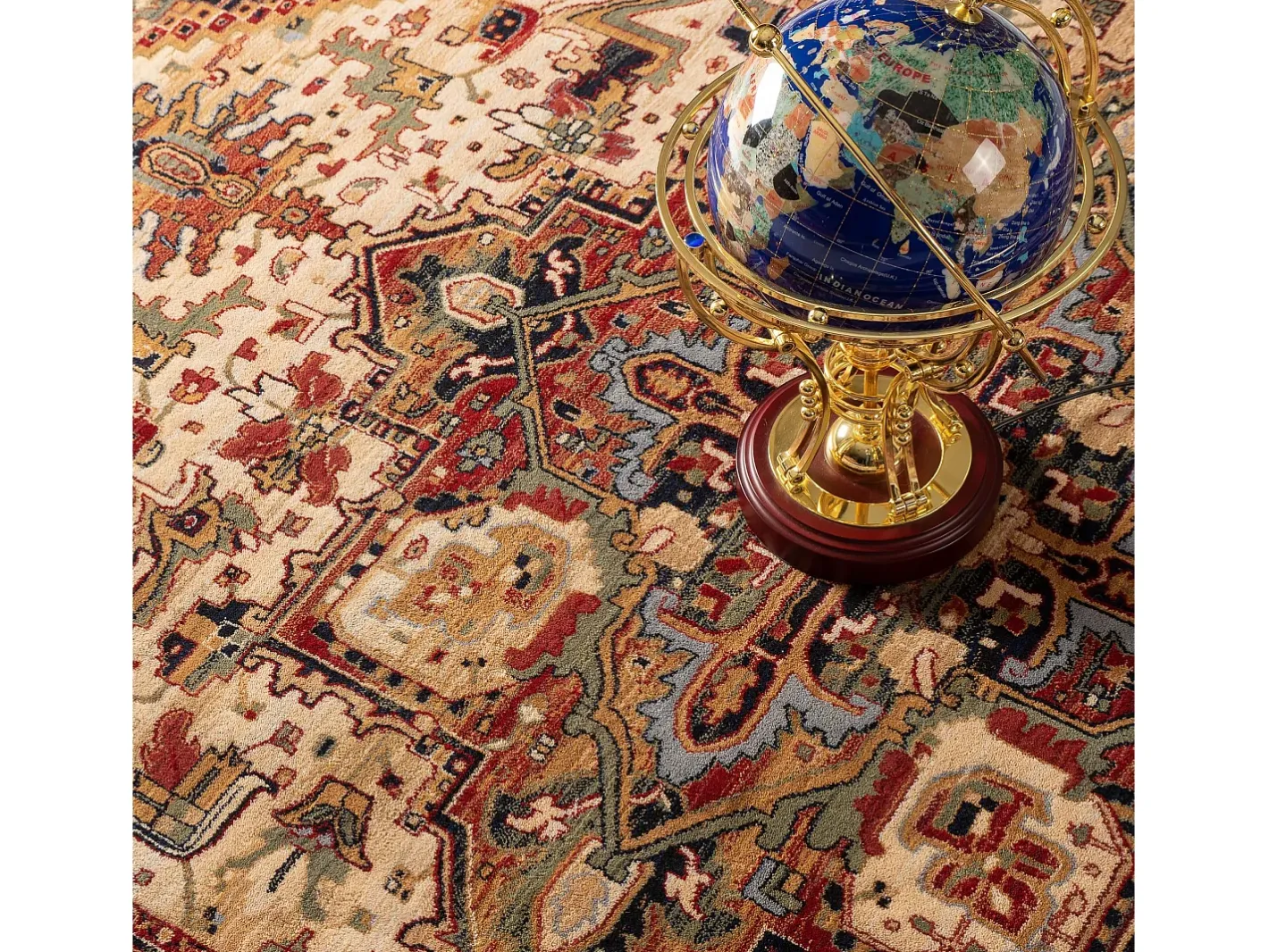 Alfombra De Salón-Alfombra oriental tejida de lana 60x85 cm Saharna Beige