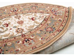 Clearance Alfombra oriental tejida con ribete 240x240 cm Dolna Beige