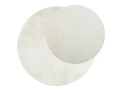 Alfombra De Cocina|Alfombra Redonda-Alfombra OVIEDO de pelo corto color crema Ø 120 cm Blanco