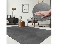 the carpet Alfombra De Salón-Alfombra pelo corto lavable antideslizante - Antracita - 60 x 110 cm - RELAX Gris antracita