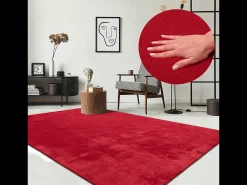 the carpet Alfombra pelo corto lavable antideslizante - - 80 x 150 cm - RELAX Rojo New