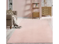 the carpet Alfombra pelo corto lavable antideslizante - Rosa - 240 x 340 cm - RELAX Rosa palo