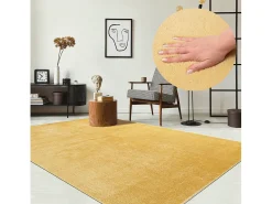 the carpet Alfombra pelo corto lavable antideslizante - Oro - 200 x 280 cm - RELAX Dorado Outlet