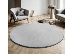 Best the carpet Alfombra pelo corto lavable antideslizante - - 160 cm Redondo - RELAX Gris