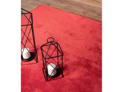 Online the carpet Alfombra pelo corto lavable antideslizante - - 200 cm Redondo - RELAX Rojo