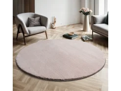 the carpet Alfombra pelo corto lavable antideslizante - Rosa - 120 cm Redondo - RELAX Rosa palo New