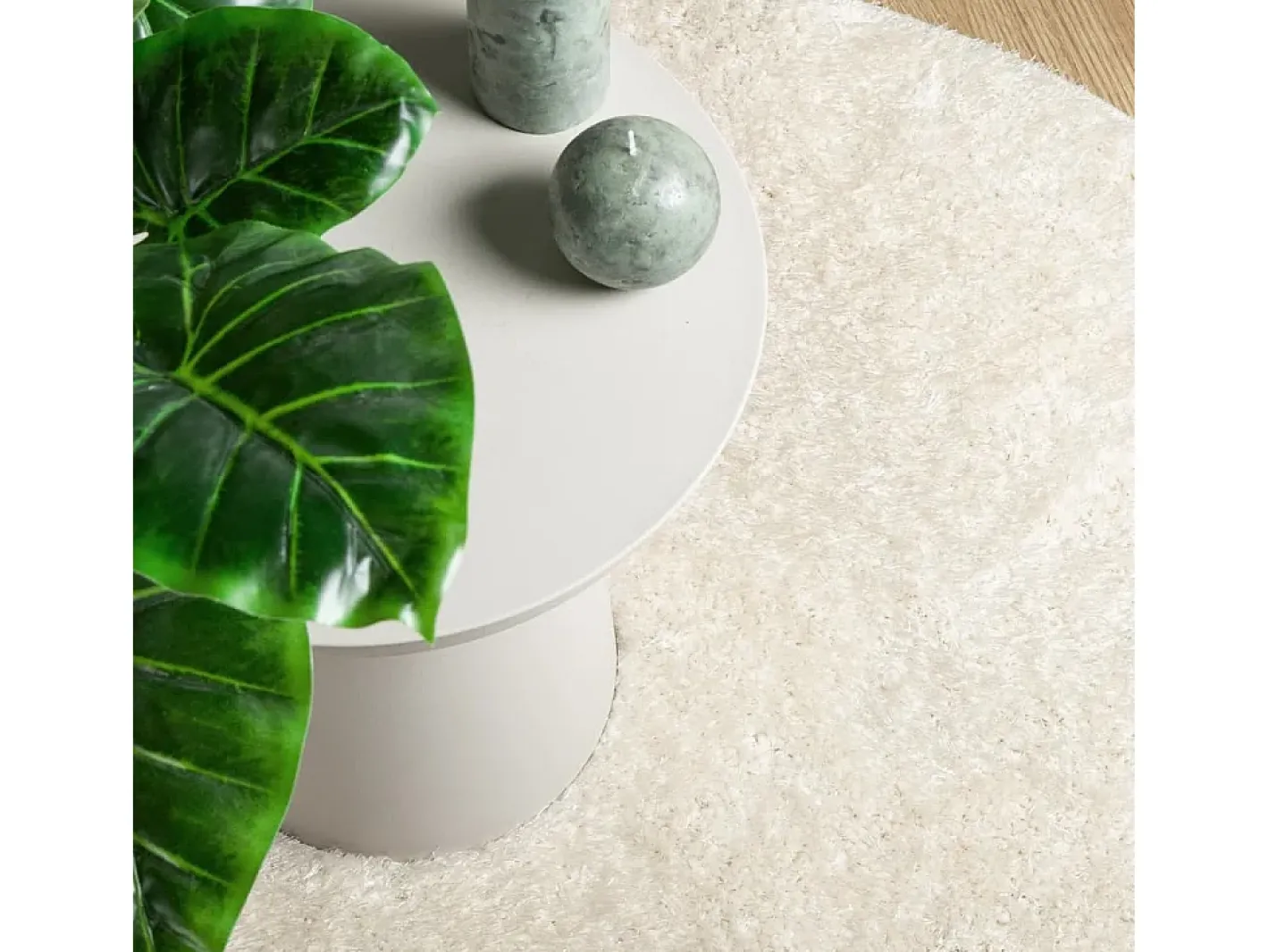 Online Clicnbuy Alfombra pelo largo aspecto brillante ISTAN Ø 160 cm Crema