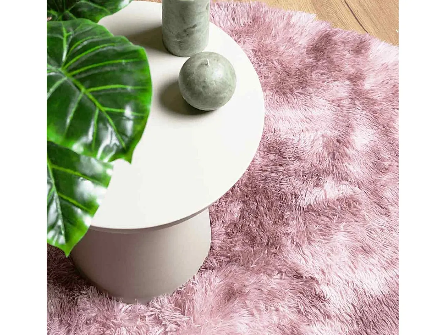 Alfombra peluda NAVARRA Polvo 240x240 cm Rosa