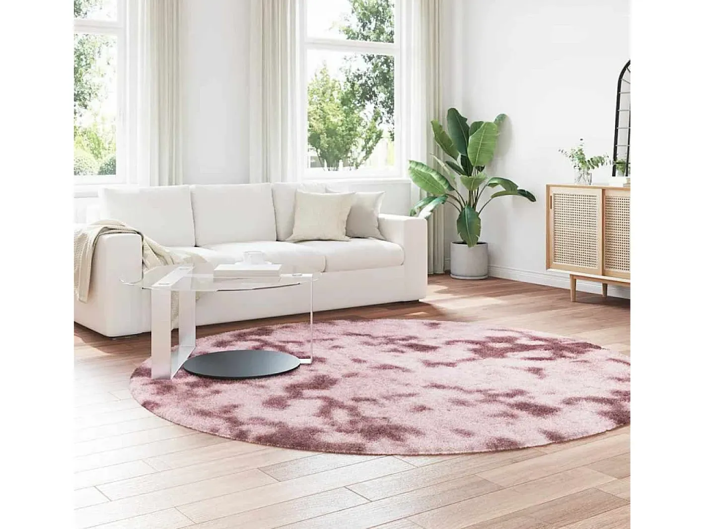 Alfombra peluda NAVARRA Polvo 240x240 cm Rosa