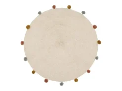 Atmosphera for Kids Alfombra De Salón|Alfombra Infantil-Alfombra pompon algodón 90x90cm Beige