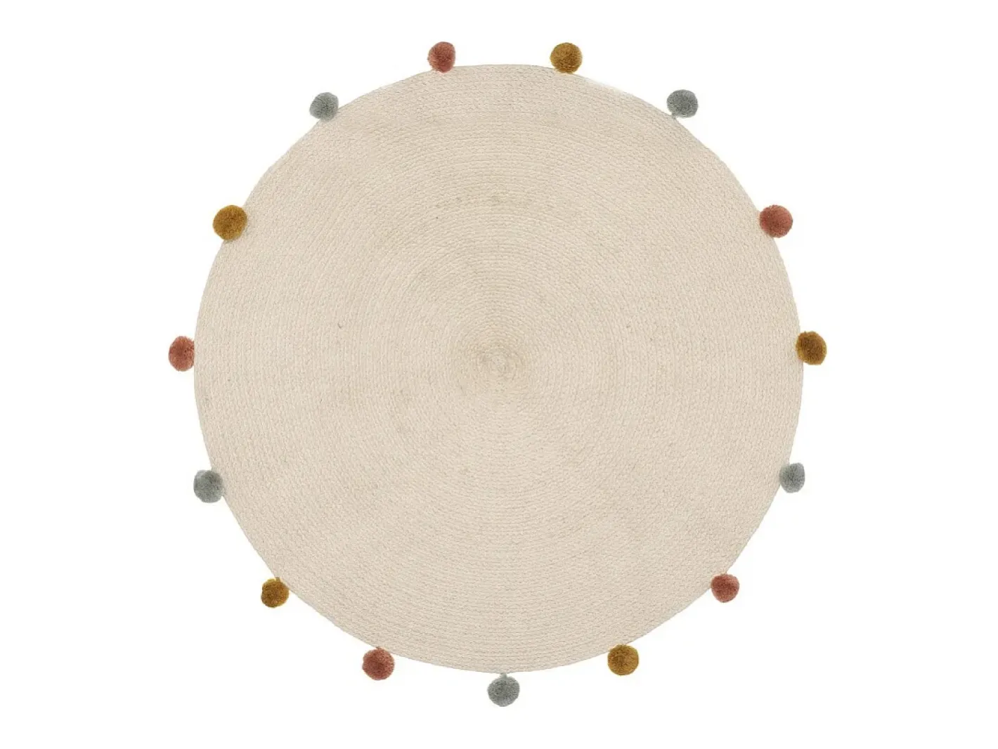 Atmosphera for Kids Alfombra De Salón|Alfombra Infantil-Alfombra pompon algodón 90x90cm Beige