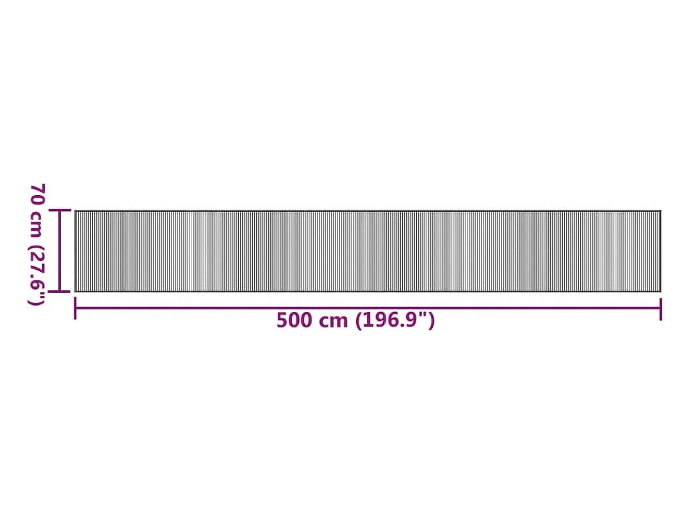 Clicnbuy Alfombra rectangular bambú 70x500 cm Gris Hot