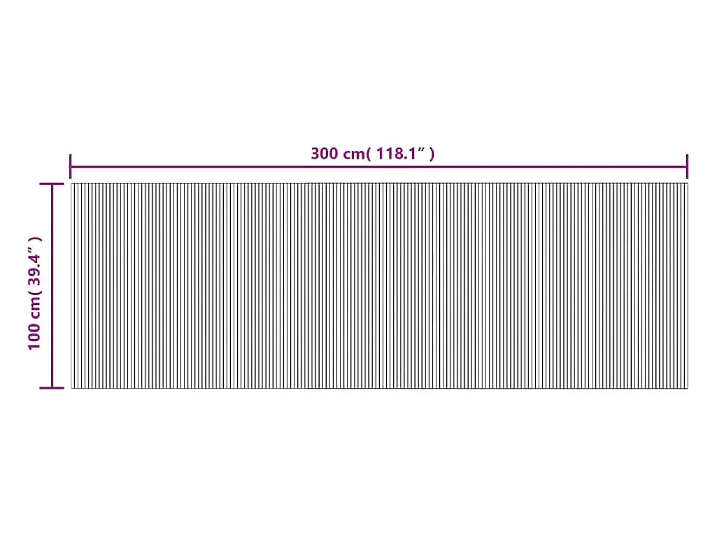 Clearance Alfombra rectangular 100x300 cm bambú Gris