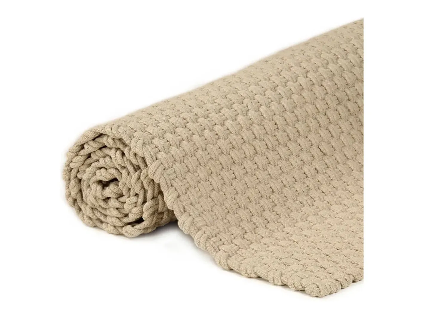 Alfombra De Cocina-Alfombra Rectangular Natural 160x230 cm Algodón Marru00f3n