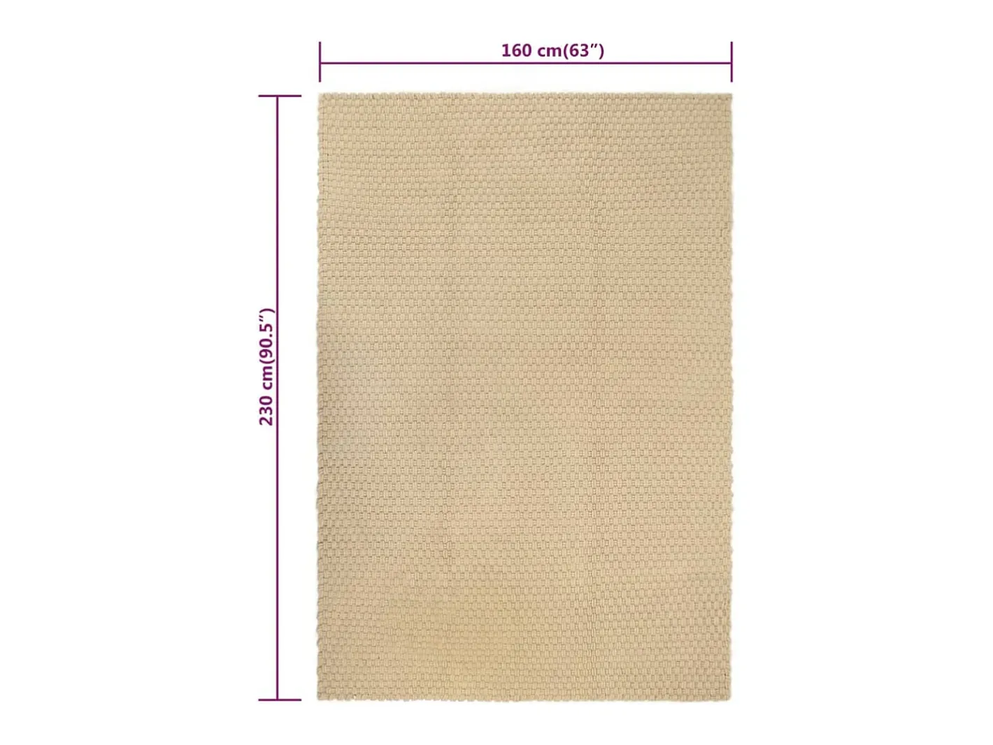 Alfombra De Cocina-Alfombra Rectangular Natural 160x230 cm Algodón Marru00f3n