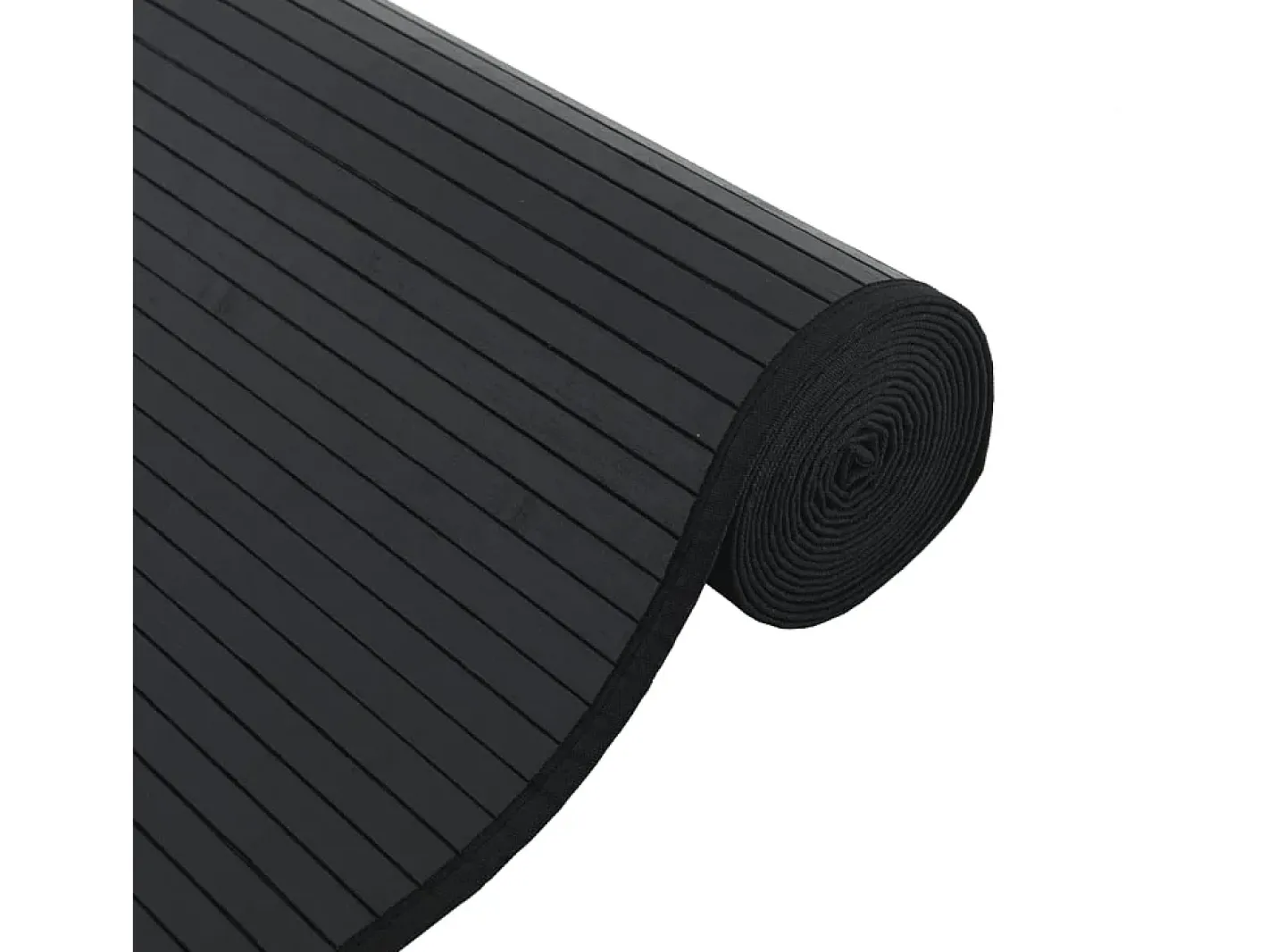 Clearance Alfombra rectangular negra de bambú 70x100 cm Negro