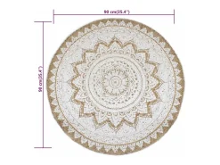 Clicnbuy Alfombra redonda 90 cm yute trenzado estampado Beige Hot