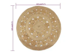 Outlet Clicnbuy Alfombra redonda 120 cm yute trenzado con diseño Beige