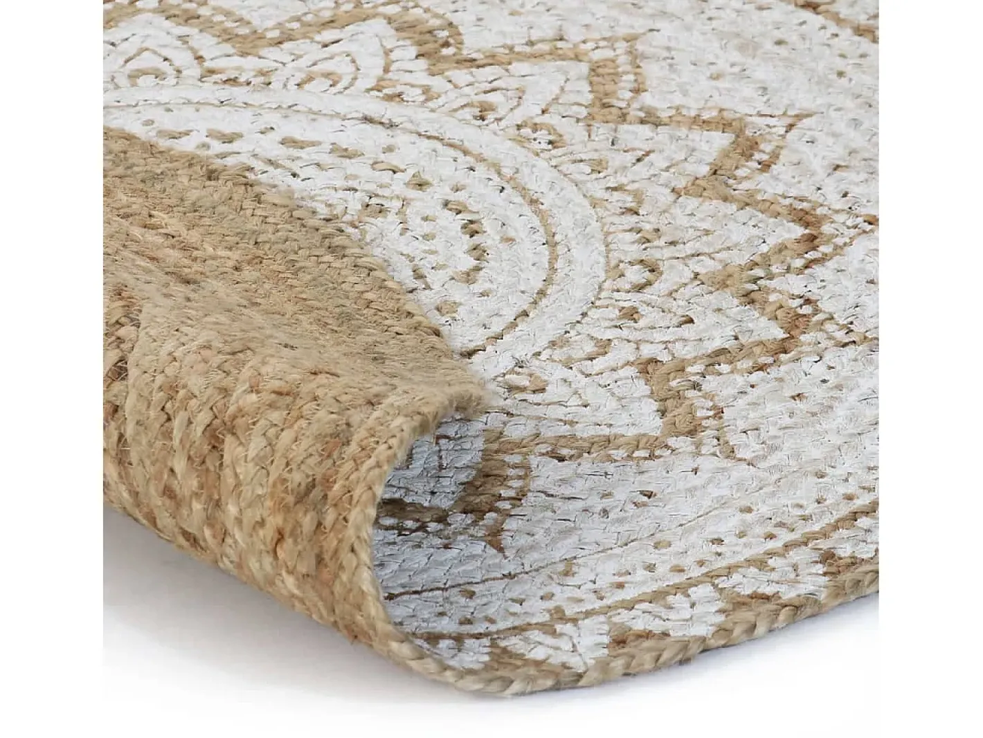 Discount Alfombra redonda con estampado yute trenzado 150 cm ES49664 Beige
