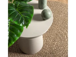 Sale Alfombra redonda de 160 cm con aspecto de yute para interior y exterior Beige