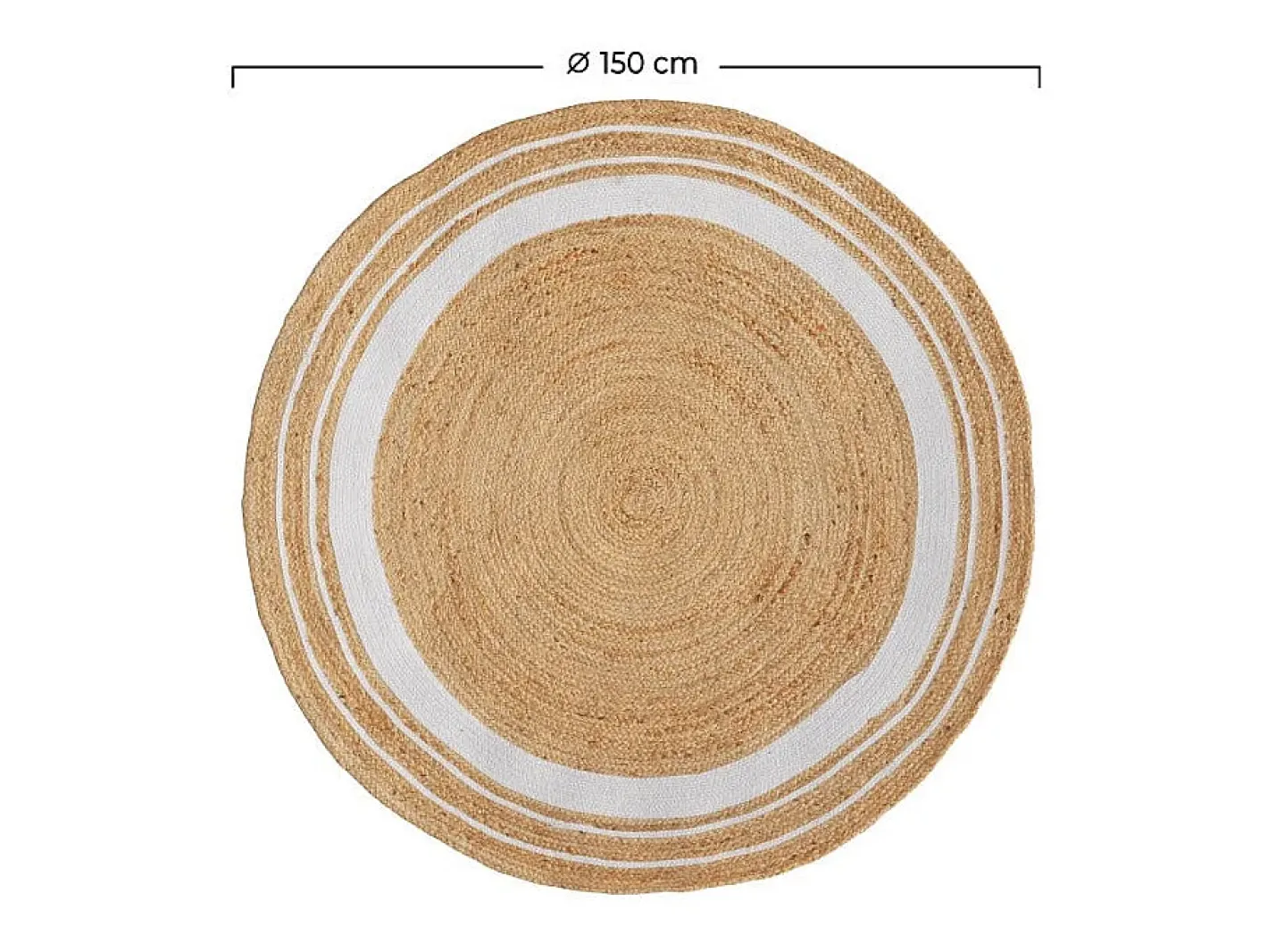 Online Rendez-Vous Déco Alfombra redonda de yute y natural con borde blanco D150 cm - Anaïs Beige