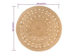Clicnbuy Alfombra redonda de yute trenzado 180 cm Beige