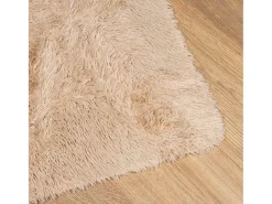 Alfombra De Cocina|Alfombra Redonda-Alfombra shaggy de pelo largo NAVARRA 200x200 cm poliéster Beige