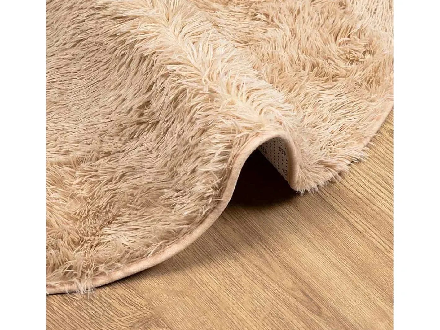 Alfombra De Cocina|Alfombra Redonda-Alfombra shaggy de pelo largo NAVARRA 200x200 cm poliéster Beige