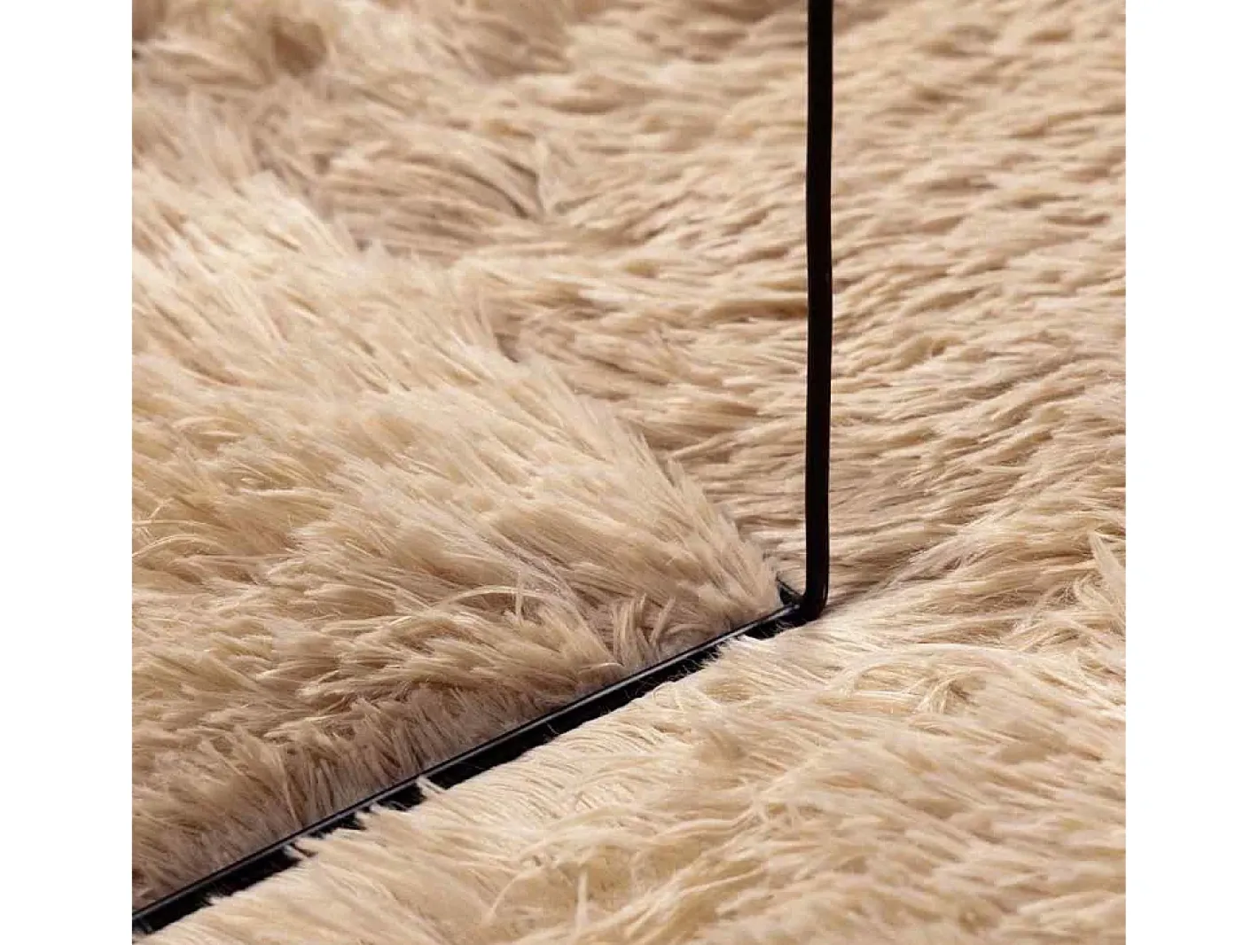Alfombra De Cocina|Alfombra Redonda-Alfombra shaggy de pelo largo NAVARRA 200x200 cm poliéster Beige
