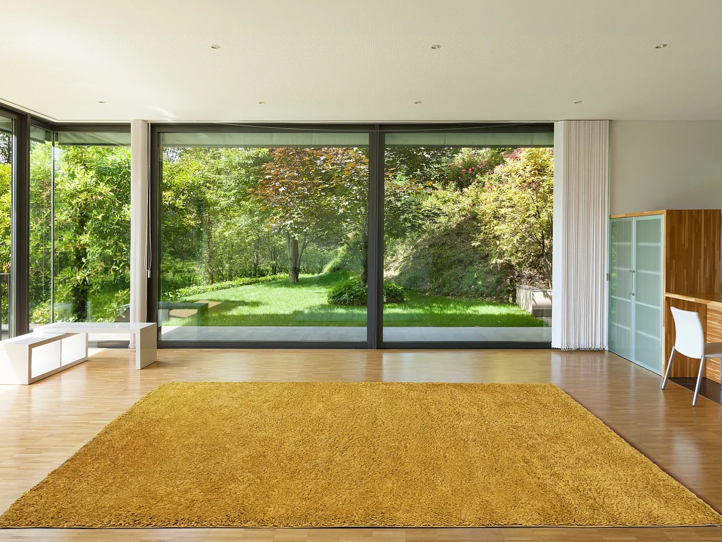 OZAIA Alfombra shaggy de pelo largo - 160 x 230 cm - Amarillo - MILINIO Mostaza