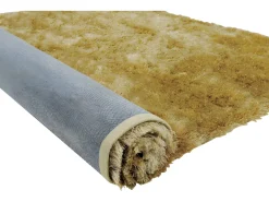 New OZAIA Alfombra shaggy de pelo largo - Dorada - 160 x 230 cm - poliéster - GLITTER Dorado