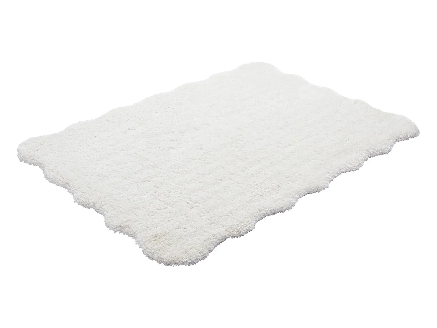 New Vente-unique Alfombra shaggy de pelo largo con bordes ondulados, 160 x 230 cm, , NERIDA Blanco
