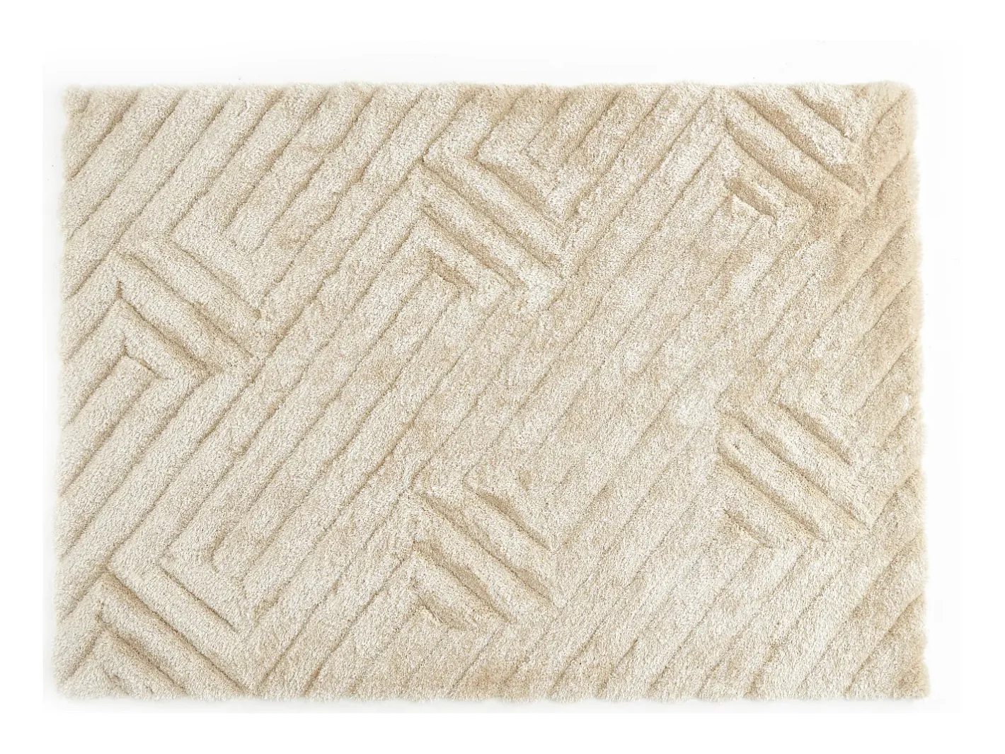 OZAIA Alfombra De Salón-Alfombra shaggy de pelo largo en relieve - 160 x 230 cm - Blanco roto - MAZE Crema