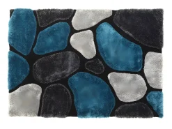 OZAIA Alfombra De Salón-Alfombra shaggy turquesa y gris poliéster 140x200 cm PIETRA Azul turquesa